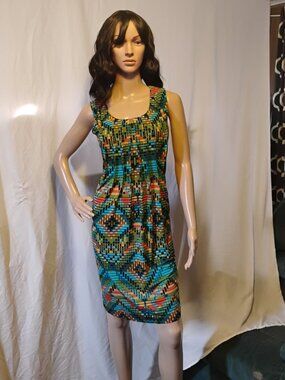 Ronni Nicole | Geometric Print Cap Sleeve Dress | Size 14 | Multicolor